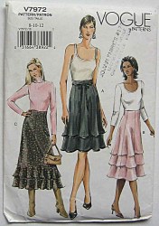 7972 VOGUE RAISED WAIST LAYERS FLOUNCE  FLARE- A- SKIRT LENGTHS EZ PATTERN 8-12  uncut